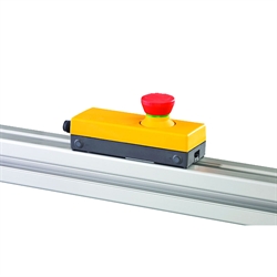 Emergency stop button in enclosure