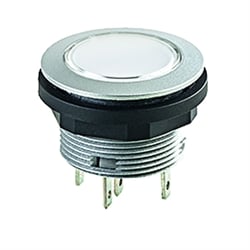 Tactile illuminated push button, changeover contact, installation diameter 22.3 mm, flat connector