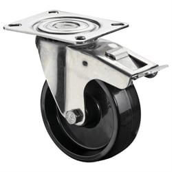 Transportné kolieska z nehrdzavejúcej ocele, otočné kolieska s brzdou a doskou, tepelne odolné, termoplastická zmes