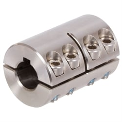 Dvojdielna upínacia spojka MAT, nehrdzavejúca oceľ, s drážkou pre pero