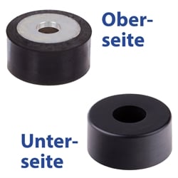 Gumovo-kovové tlmiče MGH, dutá konštrukcia, s montážnym otvorom, nehrdzavejúca oceľ