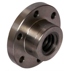 Pripravená na montáž prírubová matica, jednoduchý závit, ľavý, sivá liatina